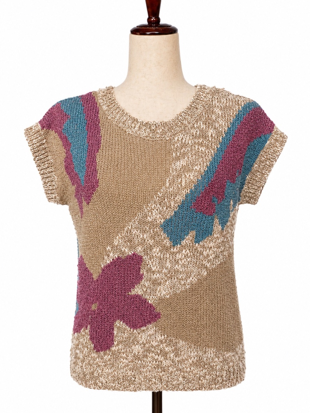 Vintage Koret neutral, pink, blue Boucle Knit Sweater vest- fits like M